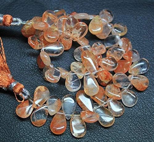 strawberry quartz smooth briolette pear drop gemstone craft loose beads strand 4