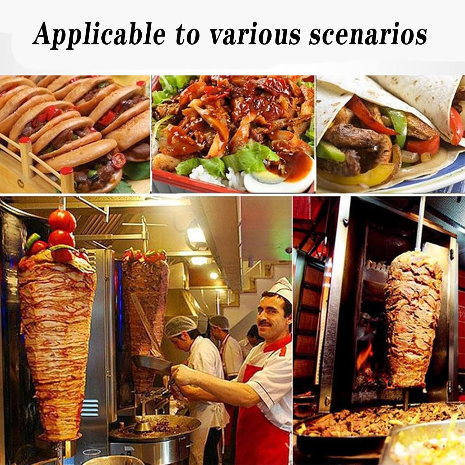 Gas Kebab Machine, Stainless Steel Vertical To Rotate Commercial Grill, With Simple Control Panel, High Density Ceramic Heating Plate And Double Row Cooling Holesfor-One Color-pair