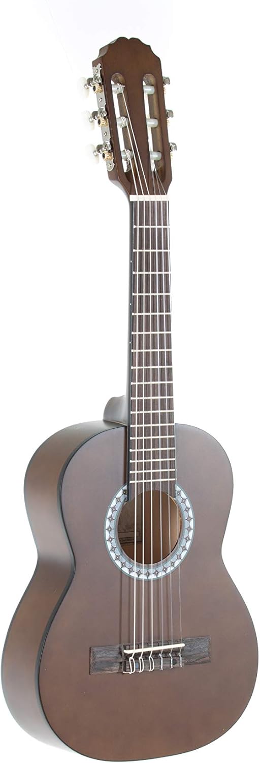 GEWA E-Acoustic Classical Guitar BASIC 1/4, children's guitar (ideal for children from 4-7, nickel silver frets, chrome-plated tuners, lime and pakka wood, scale: 450 mm, nut: 43 mm), walnut