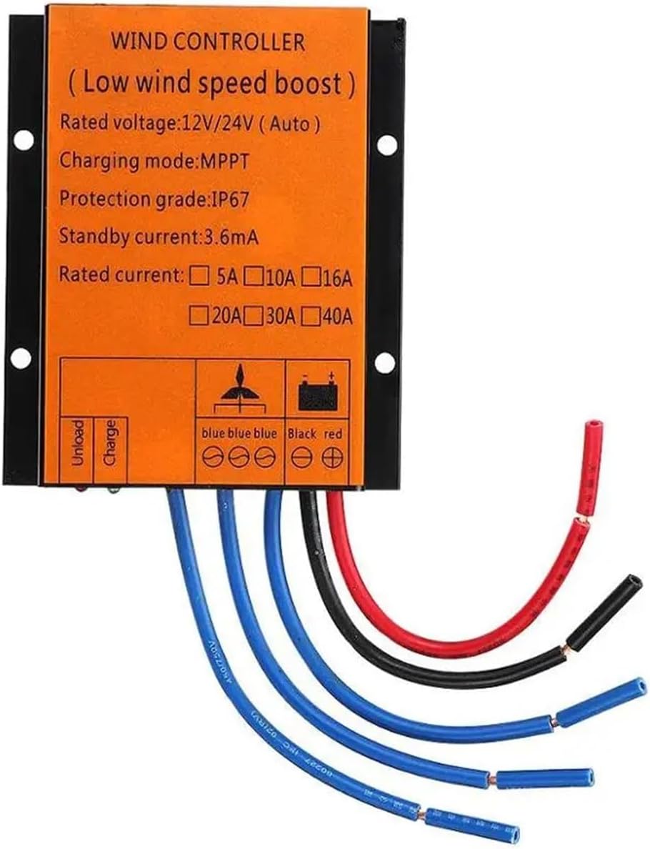 Vertical Wind Turbine 2000W 12V 24V 48V Permanent Magnet Generator with Mppt Controlle Low Starting Speed for Home(White,with MPPT Controller_12V)