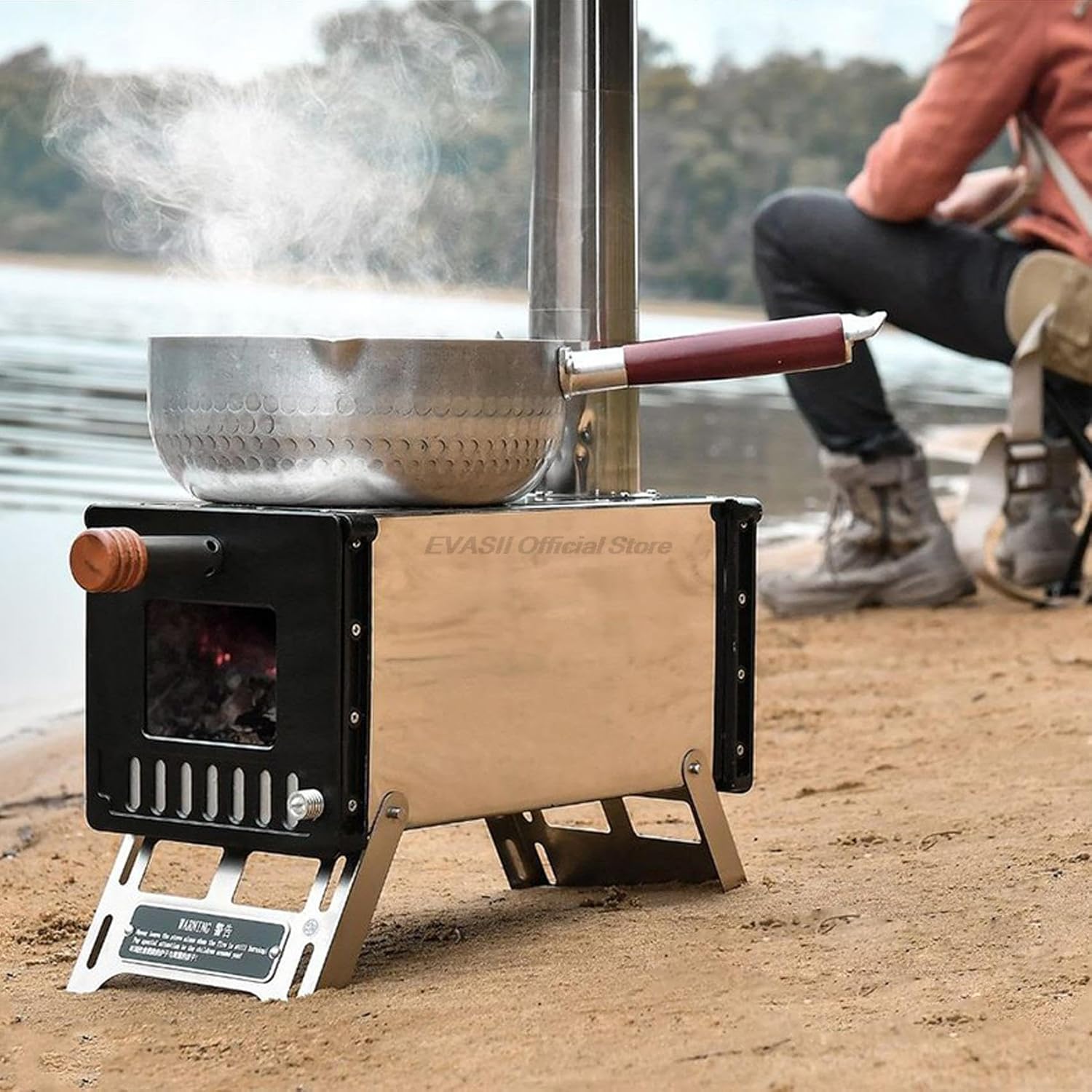 Outdoor Fireplaces Portable Wood Foldable Camping Stove Outdoor with Gloves Collapsible Tent for Backpack Fishing Heating Fire Pits