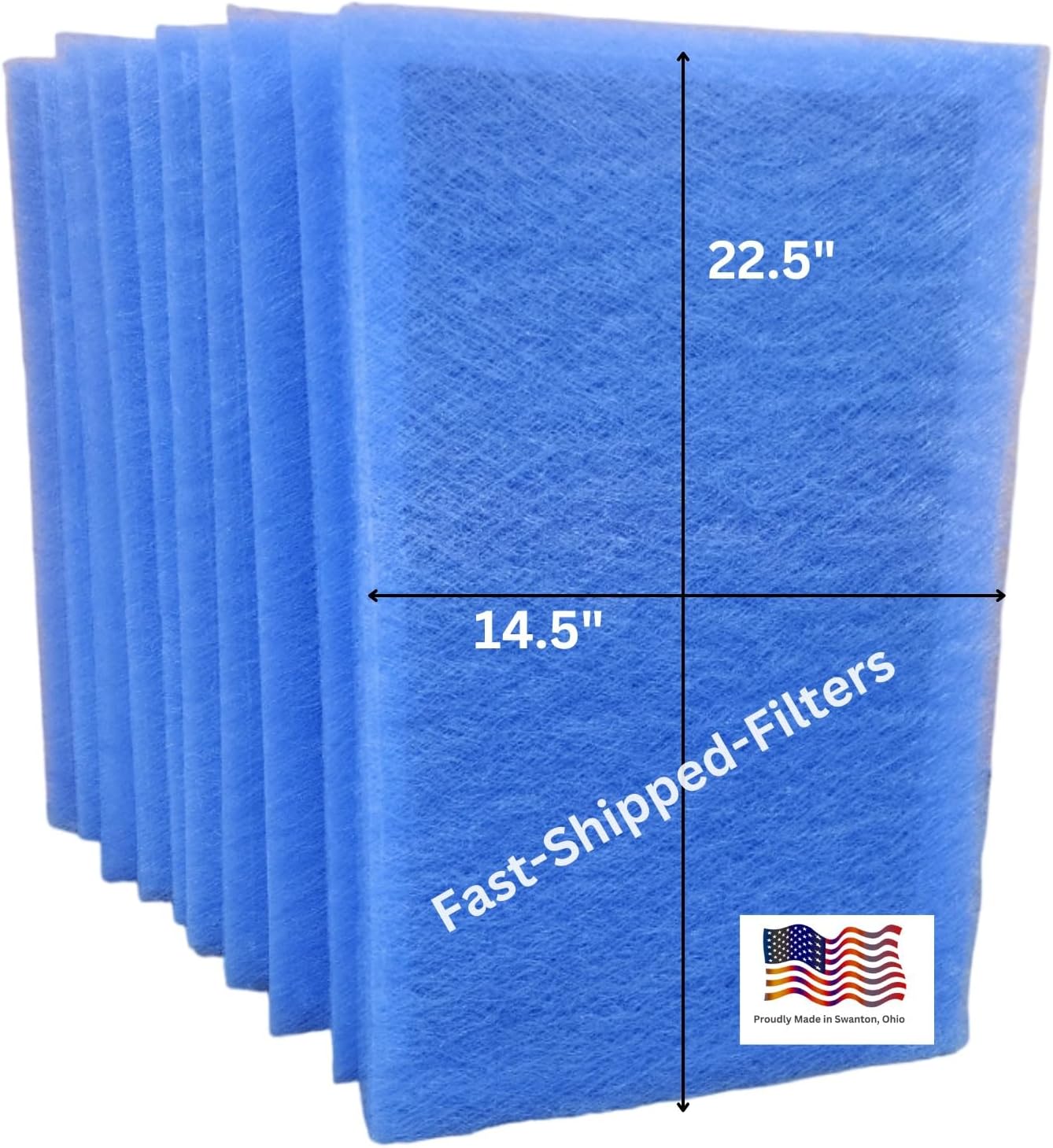 Fast-Shipped-Filters 10 Pack 16x25 Replacement Filter Pads Compatible with PremierOne Pure Flo MS-1625 Air Cleaner Refill Blue (10, Blue, 16x25)