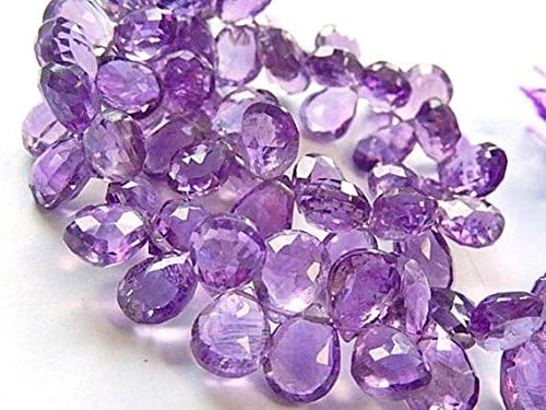 amethyst gemstone bead. semi precious gemstone. faceted amethyst pear briolette, 10mm 9pcs