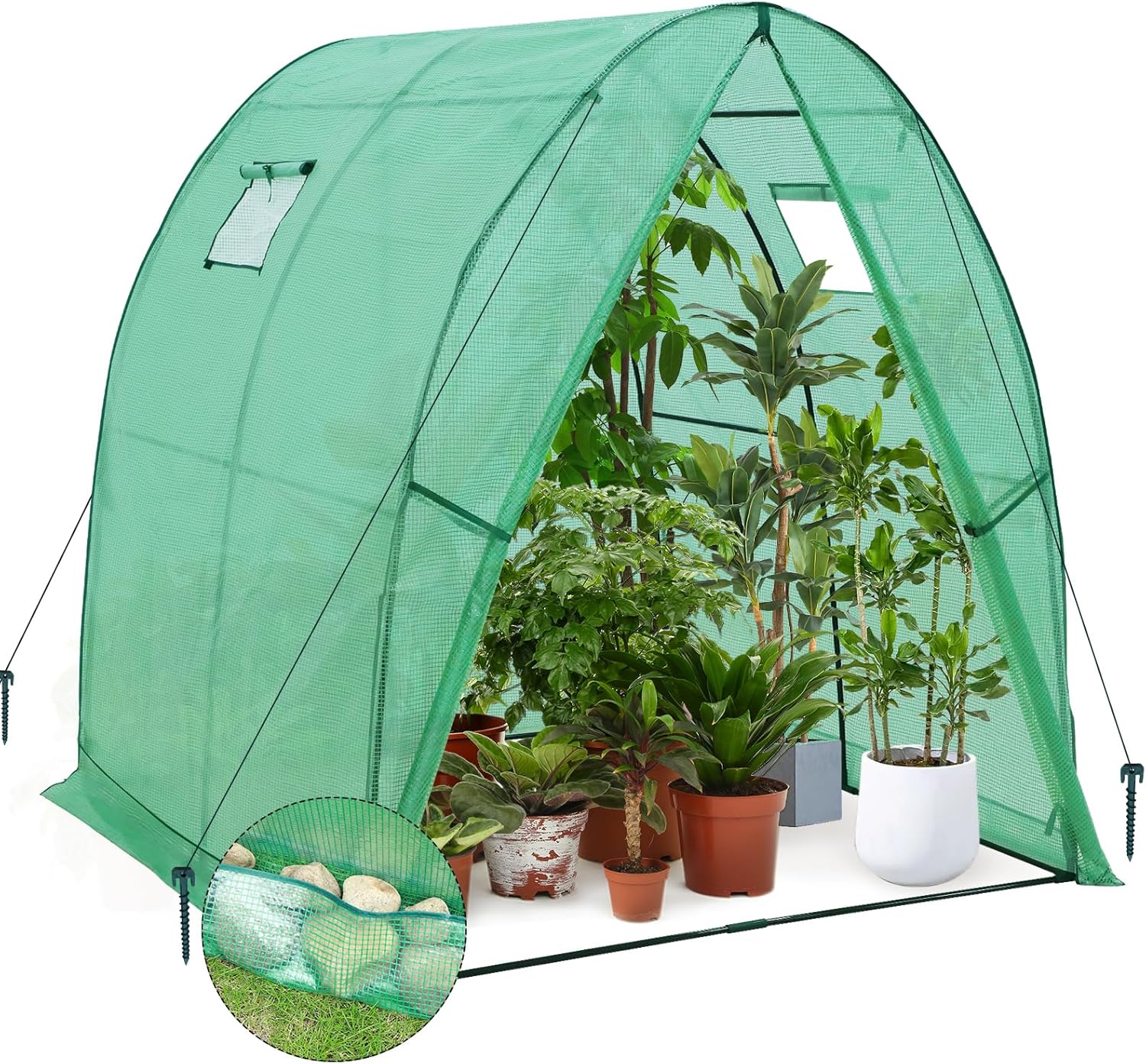 EAGLE PEAK Tunnel Greenhouse Garden Green House with Zippered Door and 2 Roll-up Side Windows, 70.9
