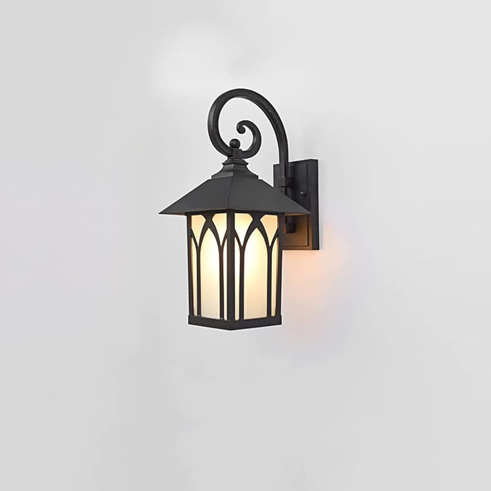 Garden Wall Light Modern Outdoor Wall Lights with Frosted Glass Wall Sconce Waterproof Porch Lights Wall Mounting Lamp Black Matte Finish 40cm Aluminum Bracket Compatible with Garden Patio Balcony ,