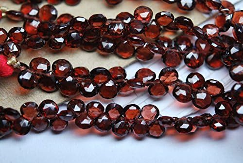 13 inch natural beads strand of 5-6mm faceted heart mozambique garnet gemstone briolletes beads for DIY jewelry - necklace, bracelet, earring, ring.