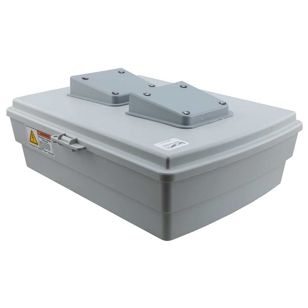 NavePoint 14x10x04 ABS Plastic Weatherproof Indoor/Outdoor IP24 NEMA 3R Enclosure, Hook & Loop Mounting, Fan & 120 VAC outlets, Gray