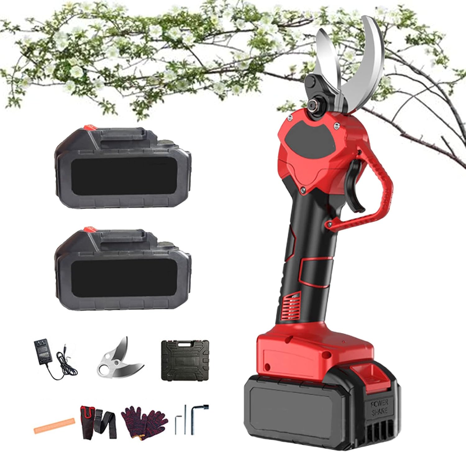 Cordless Electric, Electric Branch Scissors Lithium Batteries, 20mm Tree Pruners, Professional Pruning Shears 15000Lithium-Ion Battery for Hedge, Tree, Fruit, Bush, Orchard