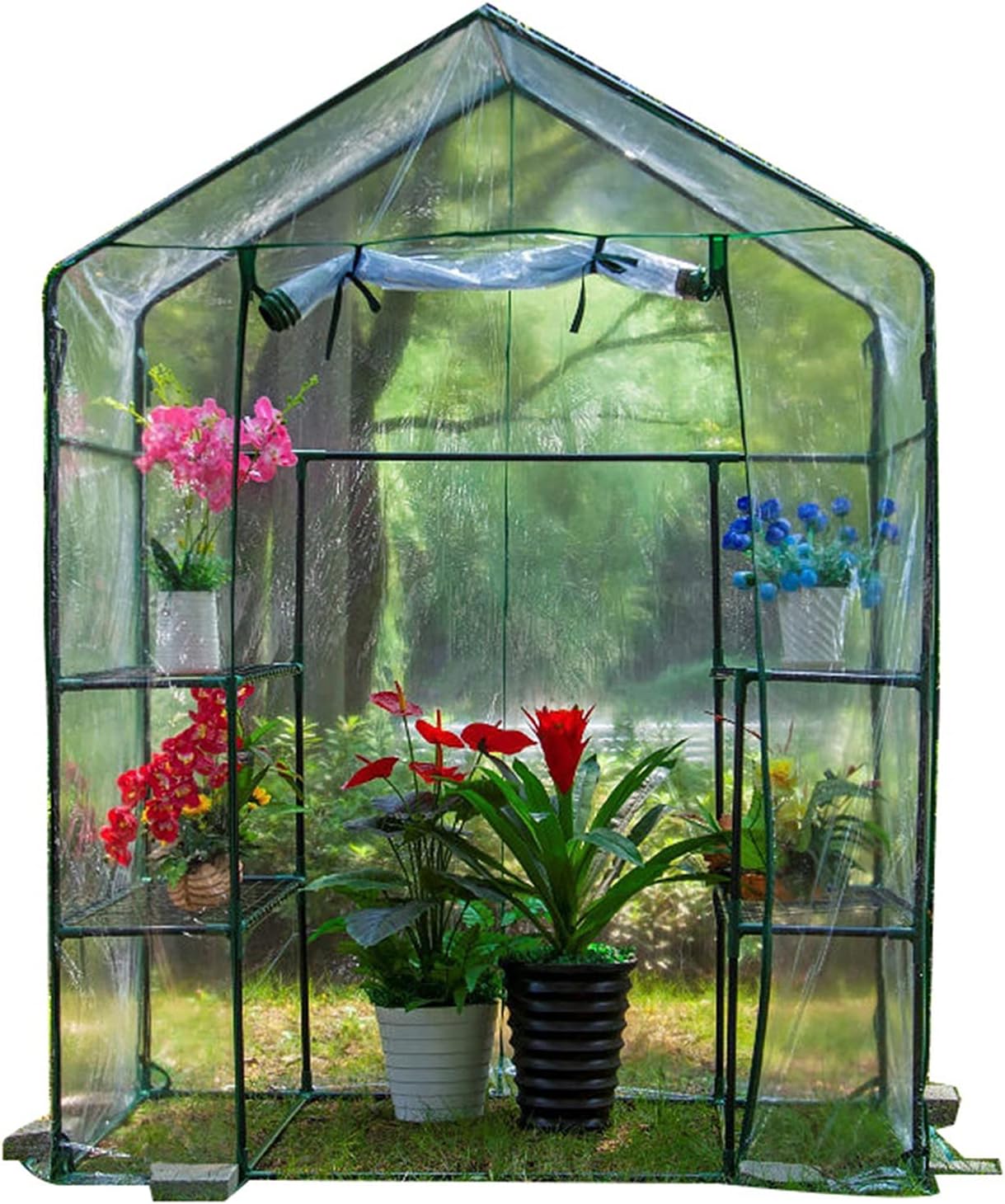 Large Household Greenhouse Tent, Walk-in PVC Tomato Greenhouse Tent, with 4 Shelves, Double Zipper, Suitable for Outdoor Garden Lawn (Size : 143×73×195cm)
