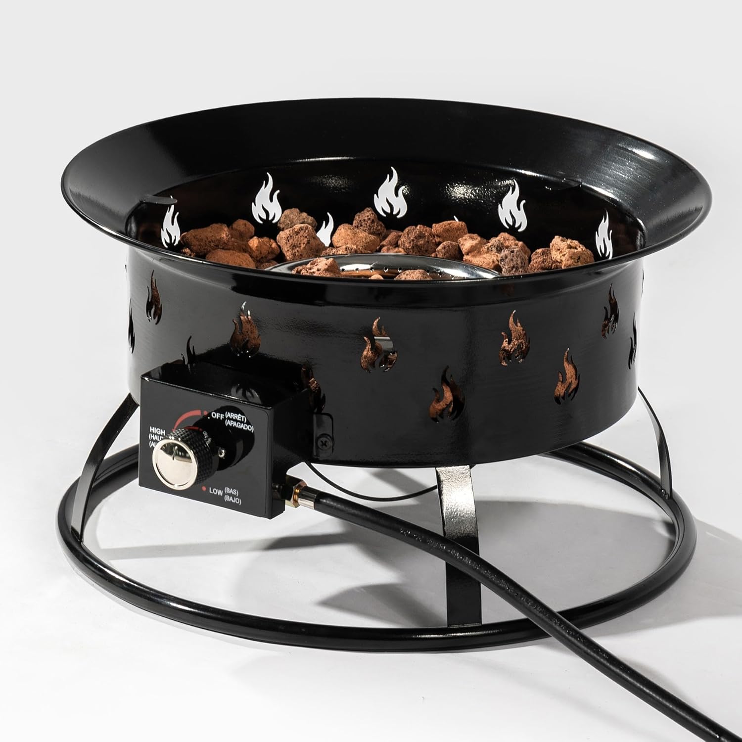 Propane Fire Pit, Gas Fire Pit, Portable Fire Pit Outdoor, Firebowl 19 Inch Diameter for Outside Patio Camping, 58,000 BTU with Lid and Carry Bag, Black