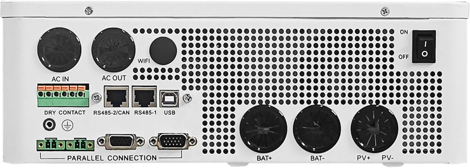 Liniotech 3600W Off-Grid Solar Inverter, 48V Pure Sine Wave Hybrid Inverter, 4000W MPPT, 300V PV VOC, 120V AC Output, WiFi USB RS485 GPRS Monitoring, Lithium/Lead-Acid Battery Support