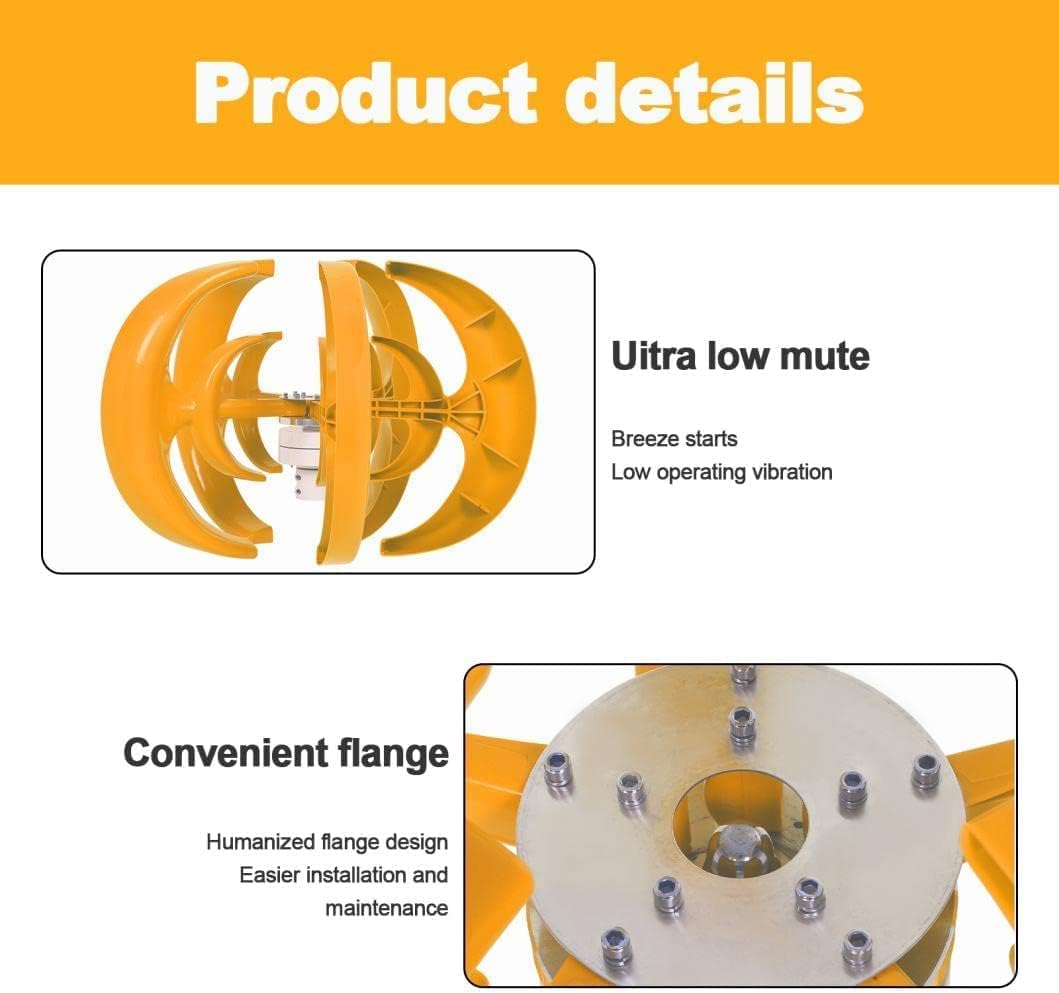 Wind Generator Kit Wind Turbine Generator Kit,12000w with 5 Blade, Wind Power Generator for Marine, RV, Home, Hybrid Solar Wind System