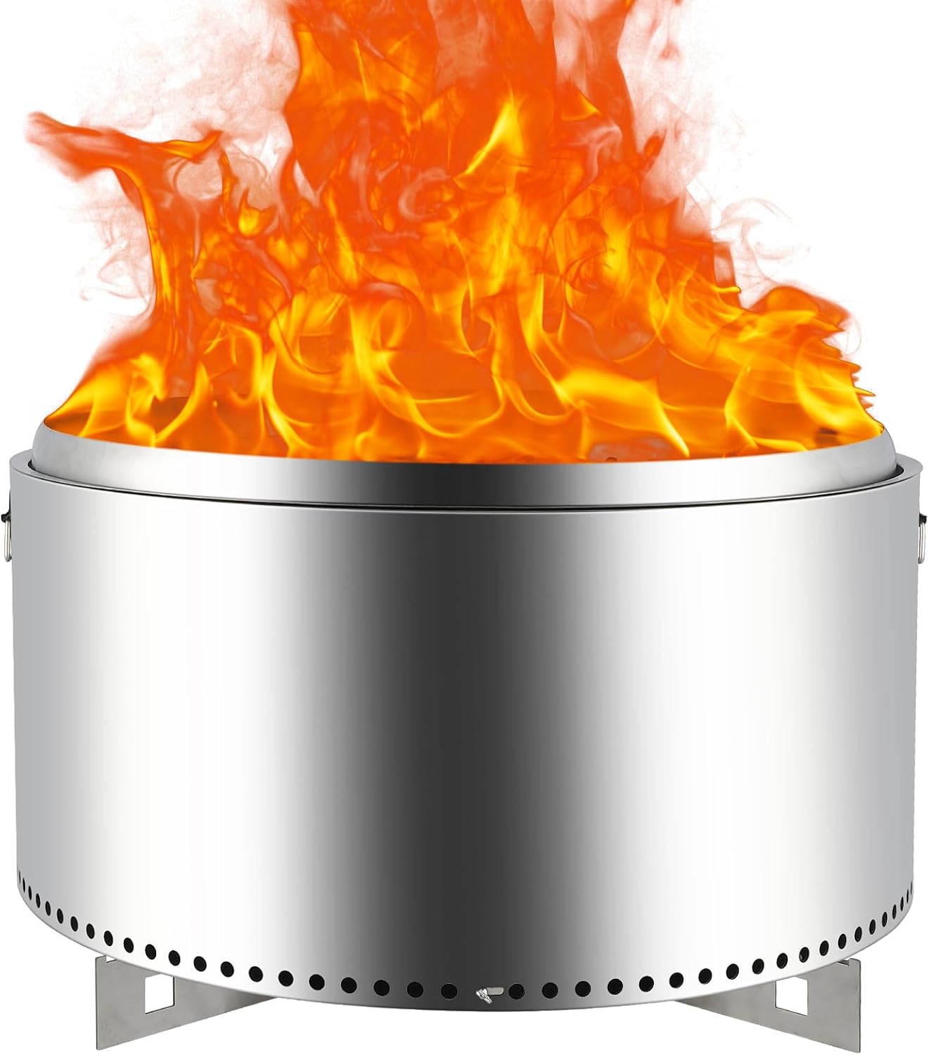 Smokeless Fire Pit 27 Inch, Towallmark Large Fire Pit with Stand Portable Stainless Steel Outdoor Bonfire Pit, 360 Degree Wide Warmth Wood Burning Firepit for Patio Camping