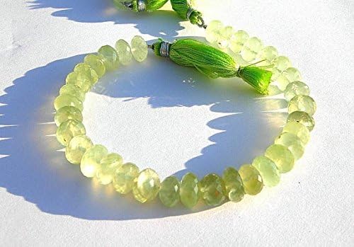 13 inch natural beads strand of 10mm faceted rondelle prehnite gemstone beads for DIY jewelry - necklace, bracelet, earring, ring.