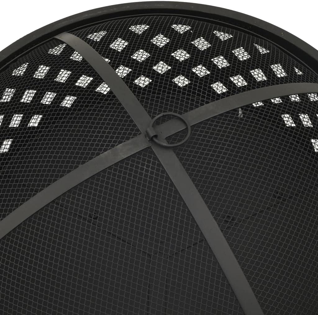 Fire Pit with Poker,Camping Fire Pit,Firepit Table for Outside,for Patio Camping Backyard Deck Picnic Porch,with Spark Screen,Log Grate,Poker,26.8 Steel