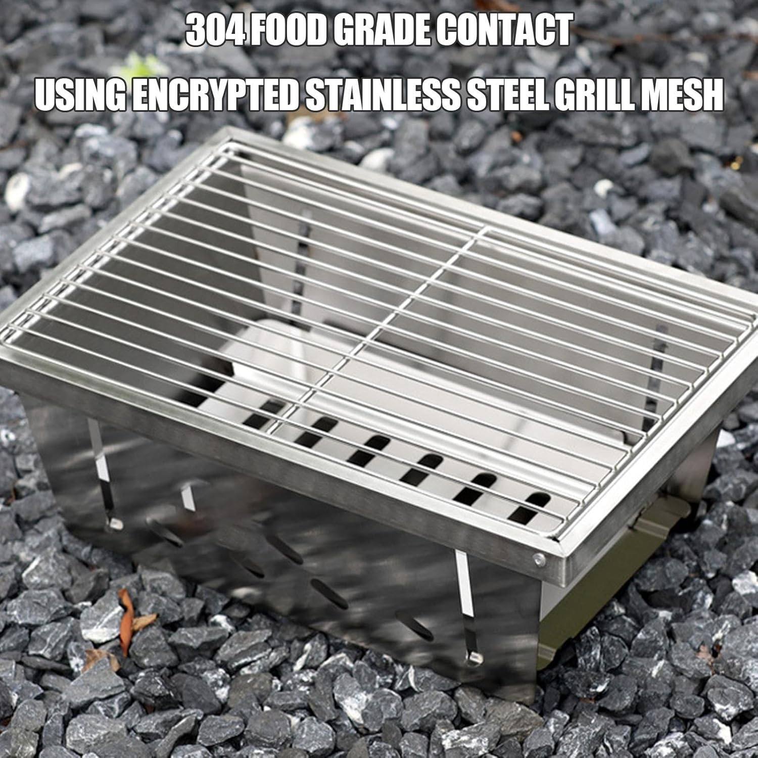 Portable Fire Pit,Stainless Steel Heat-Resistant Outdoor Cookware,Charcoal Grill Portable | for Hiking Garden Balcony Backyard Patio Traveling Picnic Party Bonfires