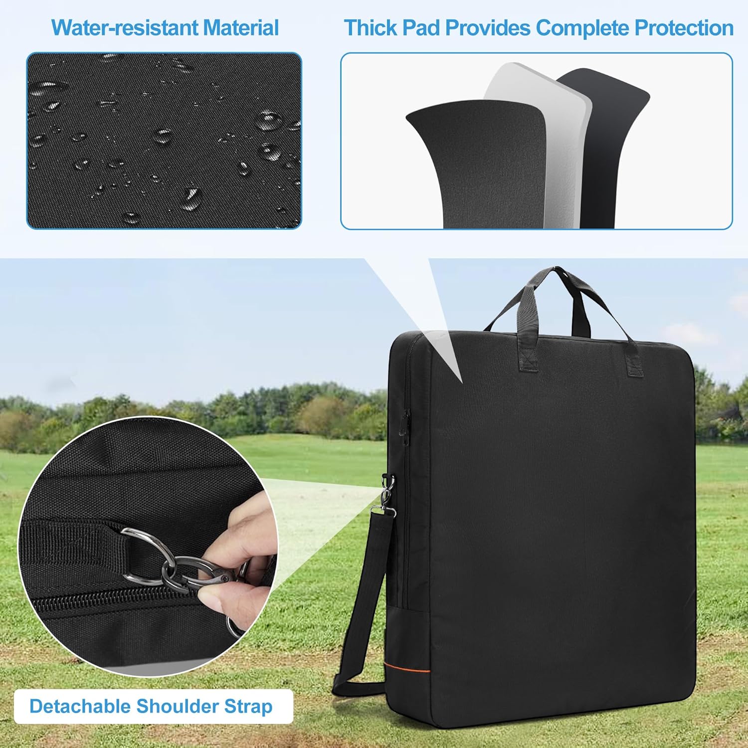 Solar Panel Bag, Carrying Case Compatible with Anker SOLIX PS30 PS100 PS200, Double-layer Storage Carrier for 2 Panels, Protective Travel Organizer with Multi Pockets & Shoulder Strap