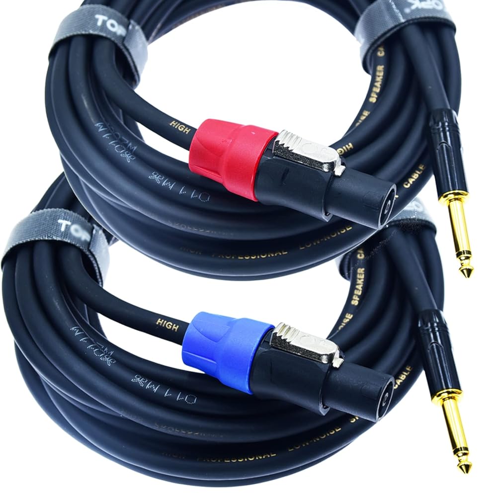 speak on 2Pcs Professional Speakon to 1/4 Inch ts Speaker Cable for pa jack Pair 18 awg Gauge Male Audio port plug Amplifier Connection dj amp Heavy Duty bocina Cord Wire ft with Twist Lock(70 feet)
