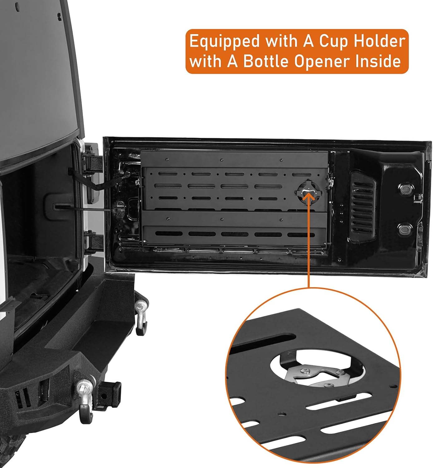 Hooke Road JK Tailgate Table Pull-out Style Cargo Shelf for 2015-2018 Jeep Wrangler JK JKU Unlimited 2 or 4 Doors, Foldable Camping Desk Overlanding Storage Molle Panel