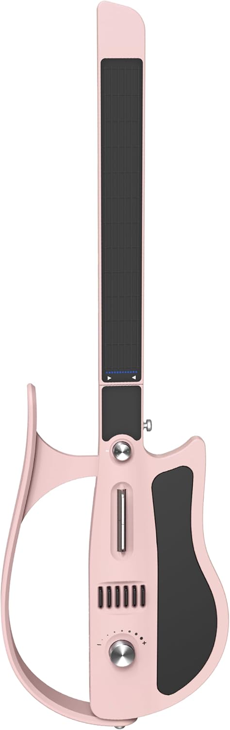 Smart Guitar, Stringless Guitar with App Control, Foldable Electric Guitar, Built-in Drum Machine & Speakers, Headphone Jack for Silent Practice, for Beginners (Pink)
