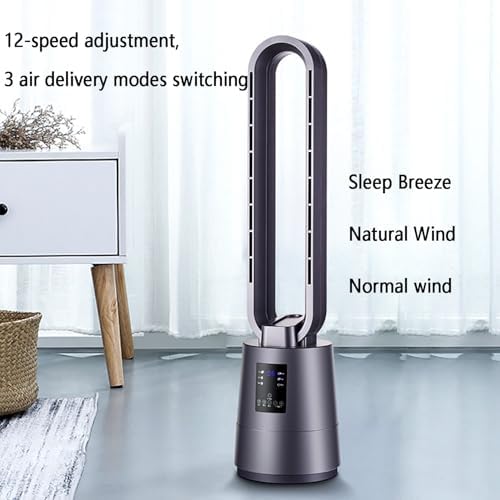 Tower Fan for Bedroom, 12 Speeds Floor Fan, 60° Oscillating Fans, Air Circulation Fan with Remote, 8H Timer, Standing Fans, Bladeless Fan Powerful for Home Office Room(White)
