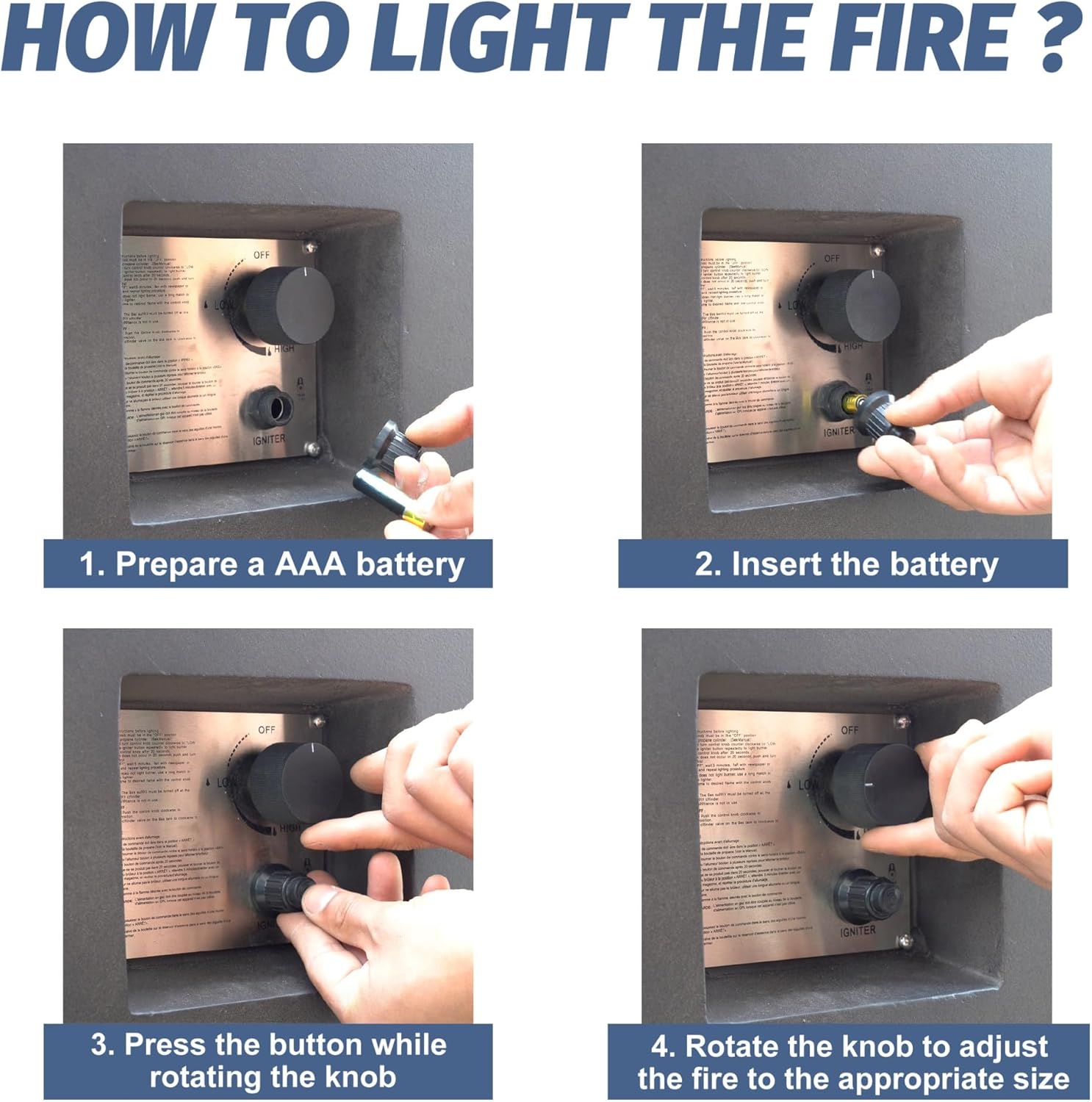 52 Inch Outdoor Concrete Propane Gas Rectangle Fire Pit Table(Black Gray)