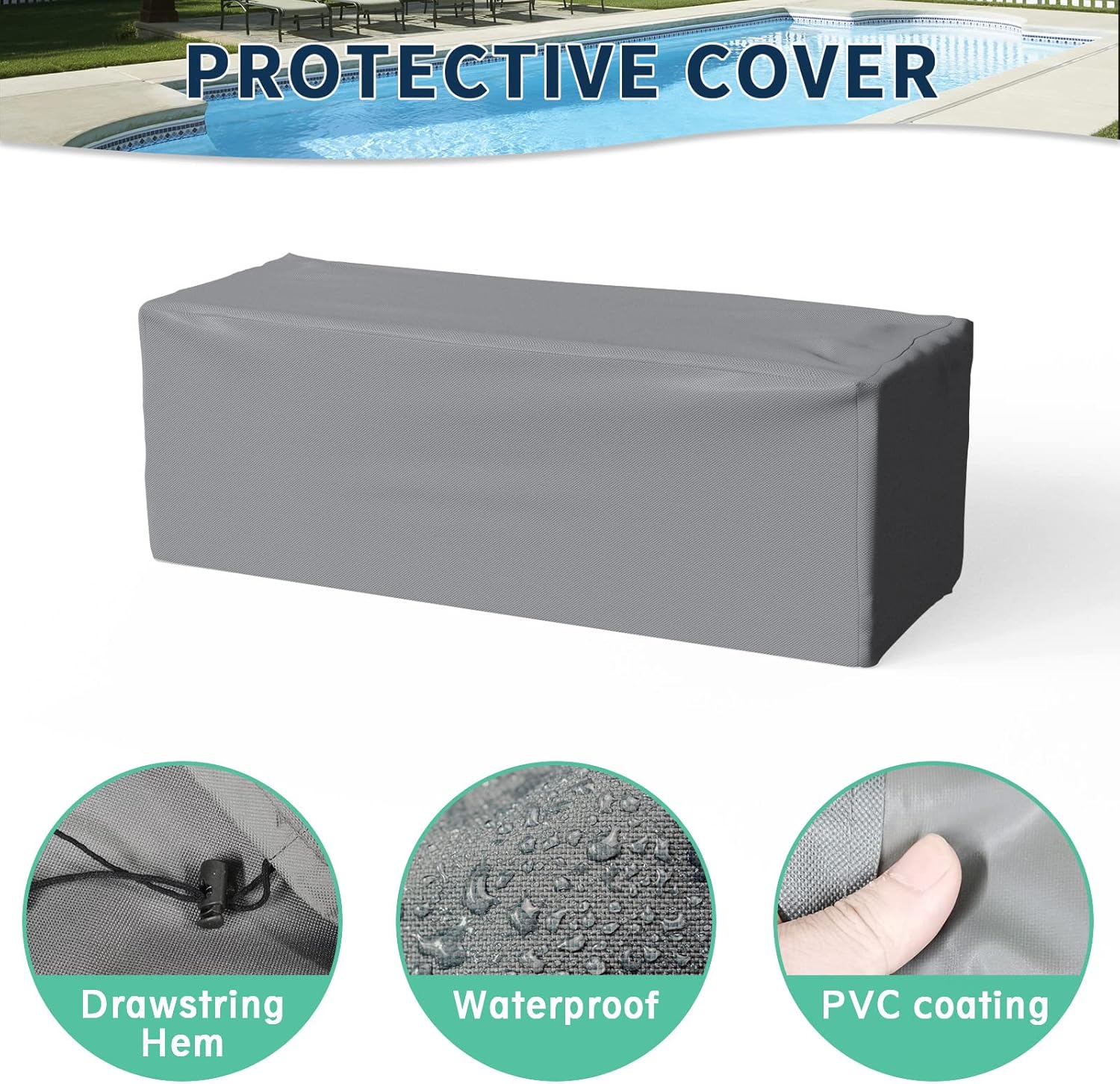 Amopatio Patio Furniture Metal Couch, 3-Seat All-Weather Modern Aluminum Outdoor Sofa Chair w/ 5 Inch Cushions, White and Light Grey (Include Waterproof Sofa Covers)