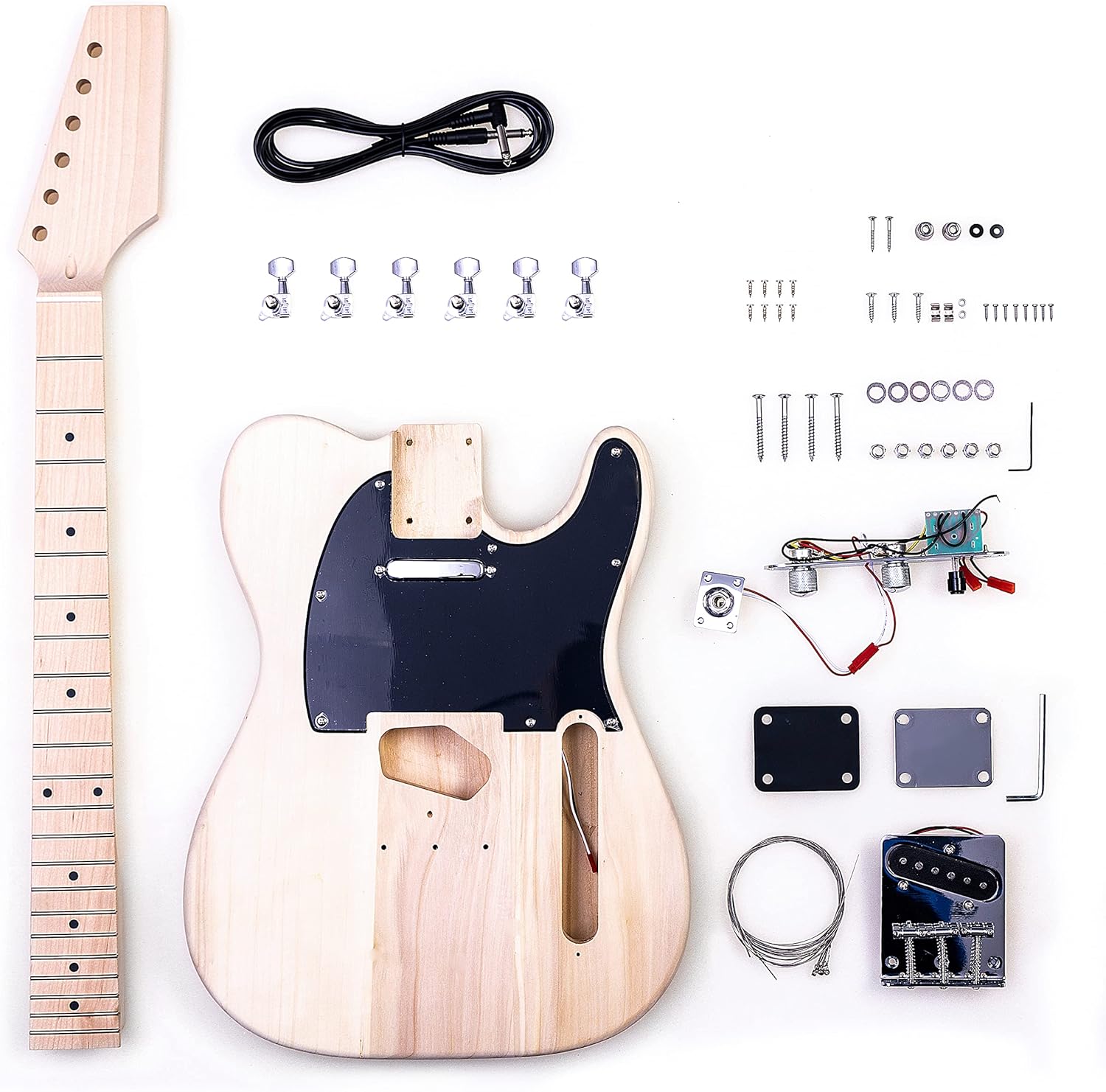 TL Style DIY Electric Guitar Kit,Basswood Body,Maple Neck and Maple Fingerboard,S-S Pickup Configuration,Natural