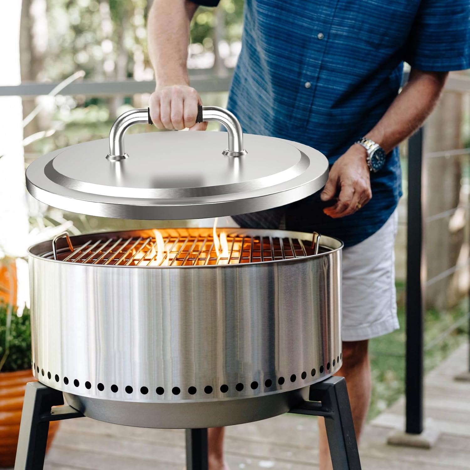 Uniflasy Fire Pit Lid for Solo Stove Yukon, 304 Stainless Steel 27