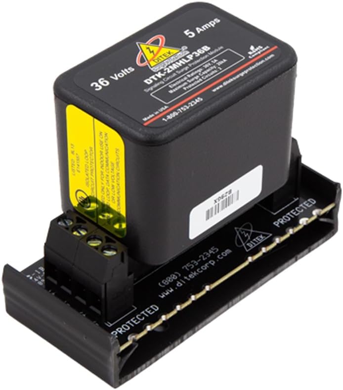 DITEK DTK-2MHLP36BWB Hybrid Field Replaceable Suppression Module W/Hardwired Base, 5 AMP, 36 V, 2 Pair, Rack Mount