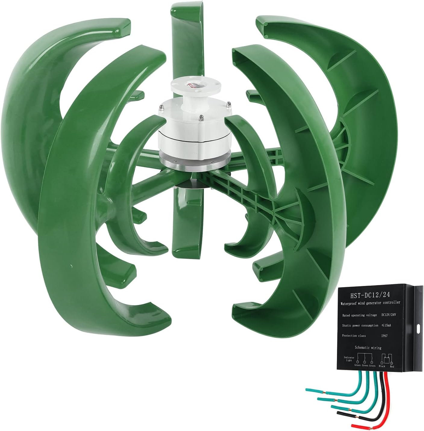 3000W 5 Blades Vertical Axis Wind Turbines Generator Lantern, Motor Kit Windmill Energy Charge Turbines + 20 Years of Service Life and 2 Years of Warranty,220v