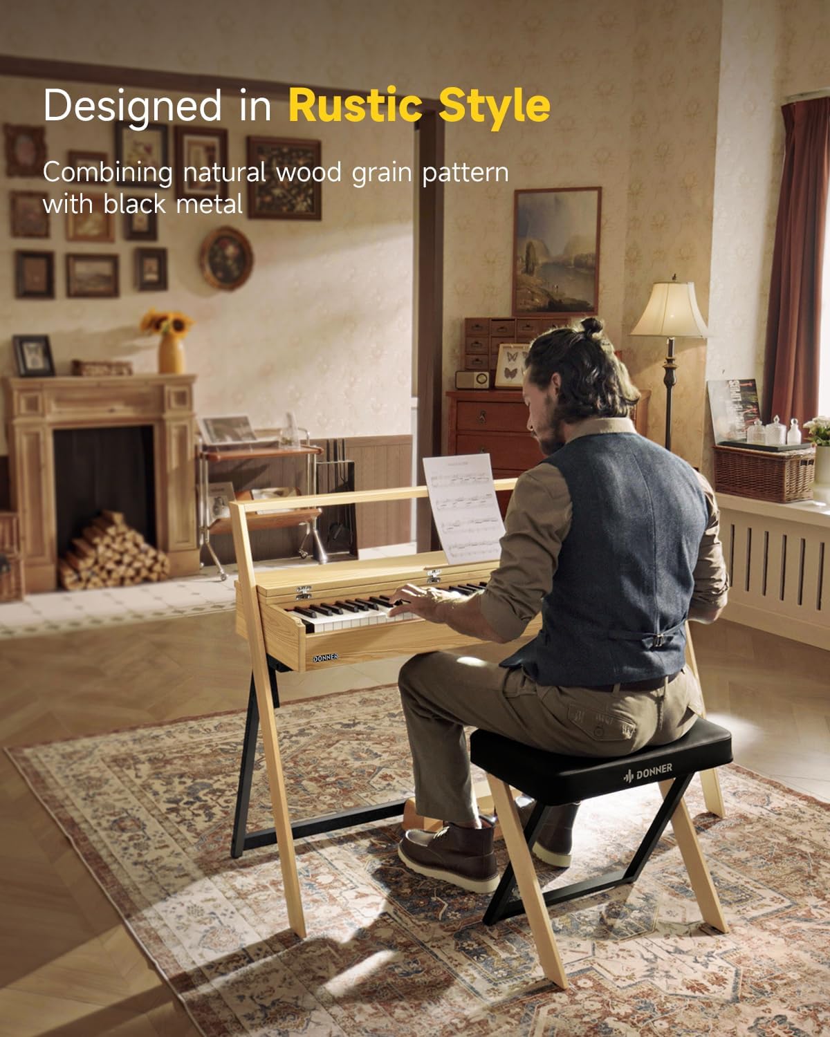 Donner OURA R300 88 Key Weighted Keyboard Piano for Advanced, Home Digital Piano with 88 Keys Graded Hammer Standard Keyborad, Bluetooth, LOCAL OFF, 2*15W, Half-pedal, 256 Polyphony, Light Wood Color