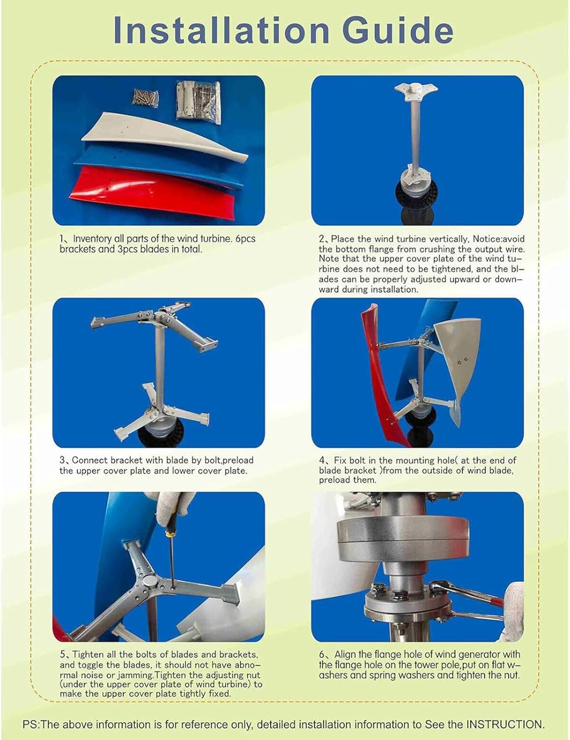 Wind Turbine Generator, Vertical Axis Wind Turbine, 3000W 12V 24V Vertical Wind Generator Magnetic Levitation Windmill Energy Generator,Multicolor 24V