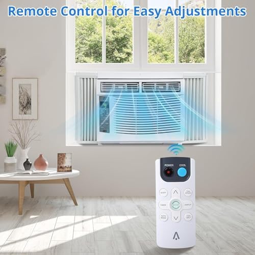 Window Air Conditioner, 6000 BTU Window AC for 250 Sq. Ft, Includes Dehumidify & Fan Modes, Quiet & Easy to Install, Remote Control, Ideal for Home and Office Use, Saddle-Style Design