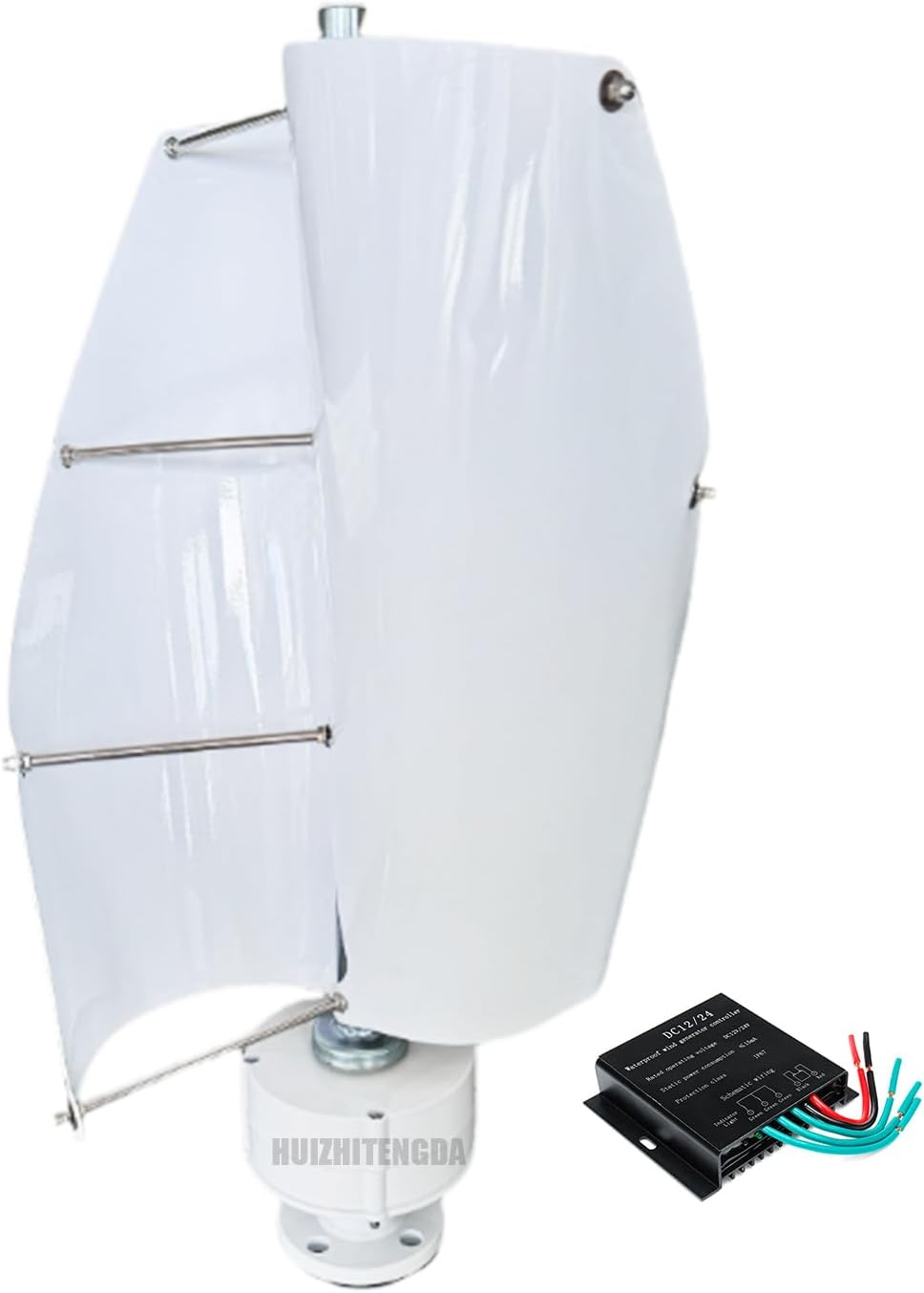 400W Wind Turbine,12V 24V 48V Low Speed Spiral Wind Power Generator with Charge Controller 2 Blades for Wind and Solar Power Generation(White)