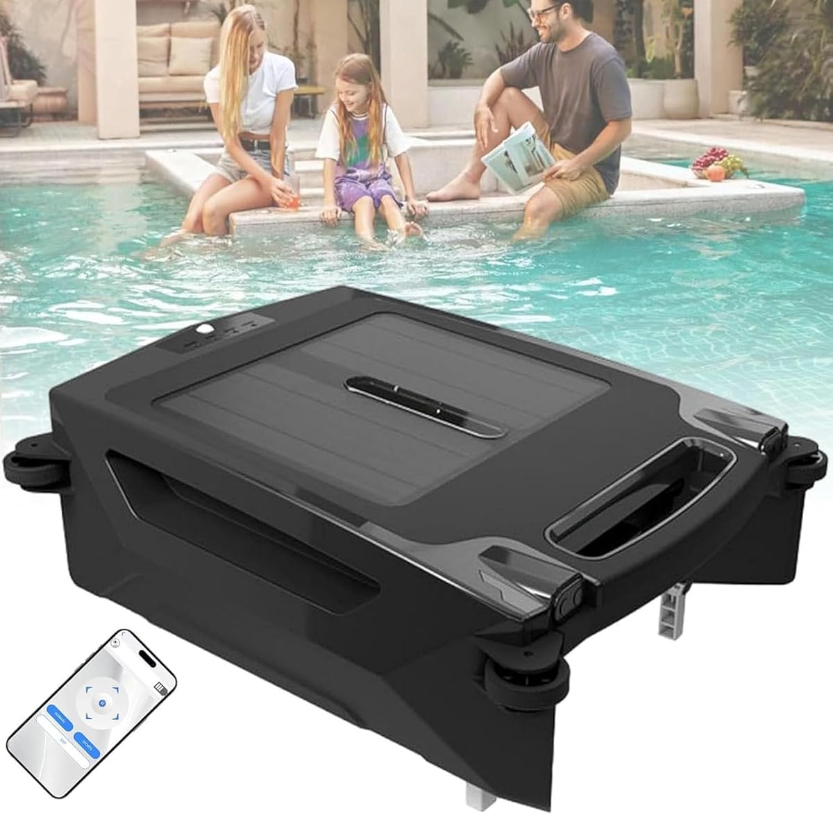 Pool Skimmer Cleaner, Automatic Cordless Robot Solar Powered Pool Skimmer Cleaner with App Control Dual Charging Options Path Optimization 2 Speed Modes