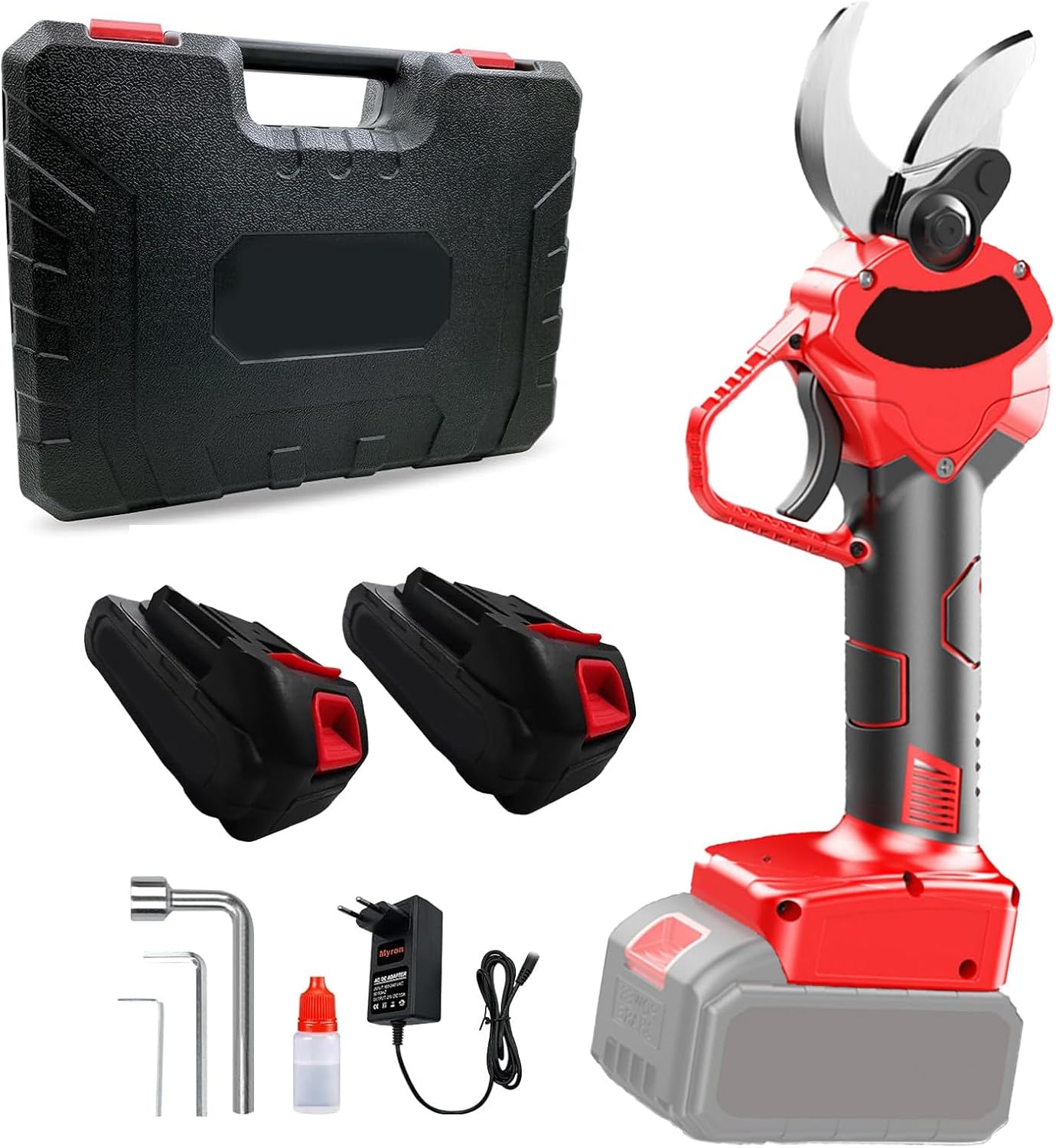 Cordless Electric Pruning Shears, Battery Powered Pruning Shears, Tree Pruner Branch Cutter with 2pcs Battery and Replacement Blades, for Home Gardening Pruning,40mm(1.6in)