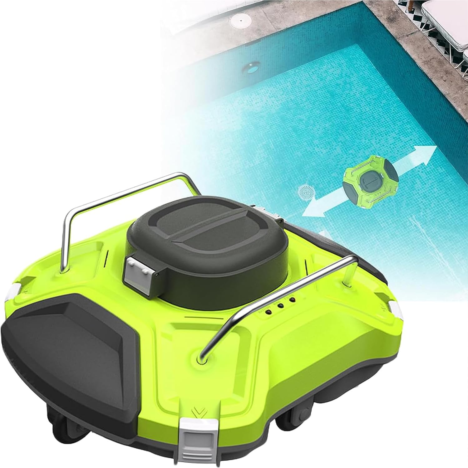 Robotic Pool Cleaner, Lasts 120 Minutes, for Above Ground/Inground Pools, Automatic Pool Vacuum Cleaner, Maximum Suction Up to 1000 Sq Ft, Green.