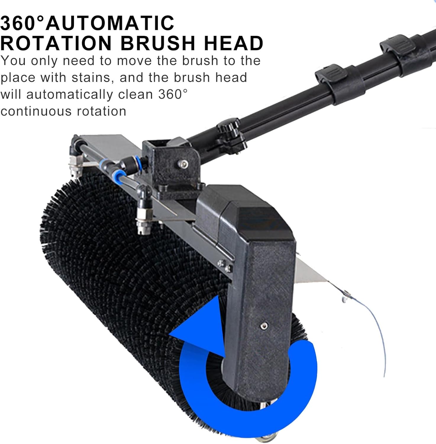 24.6 Ft Photovoltaic Panel Electric Cleaning Brush - 600 mm Cleaning Width,Lightweight Telescopic Aluminum Rod,Automatic Water Supply