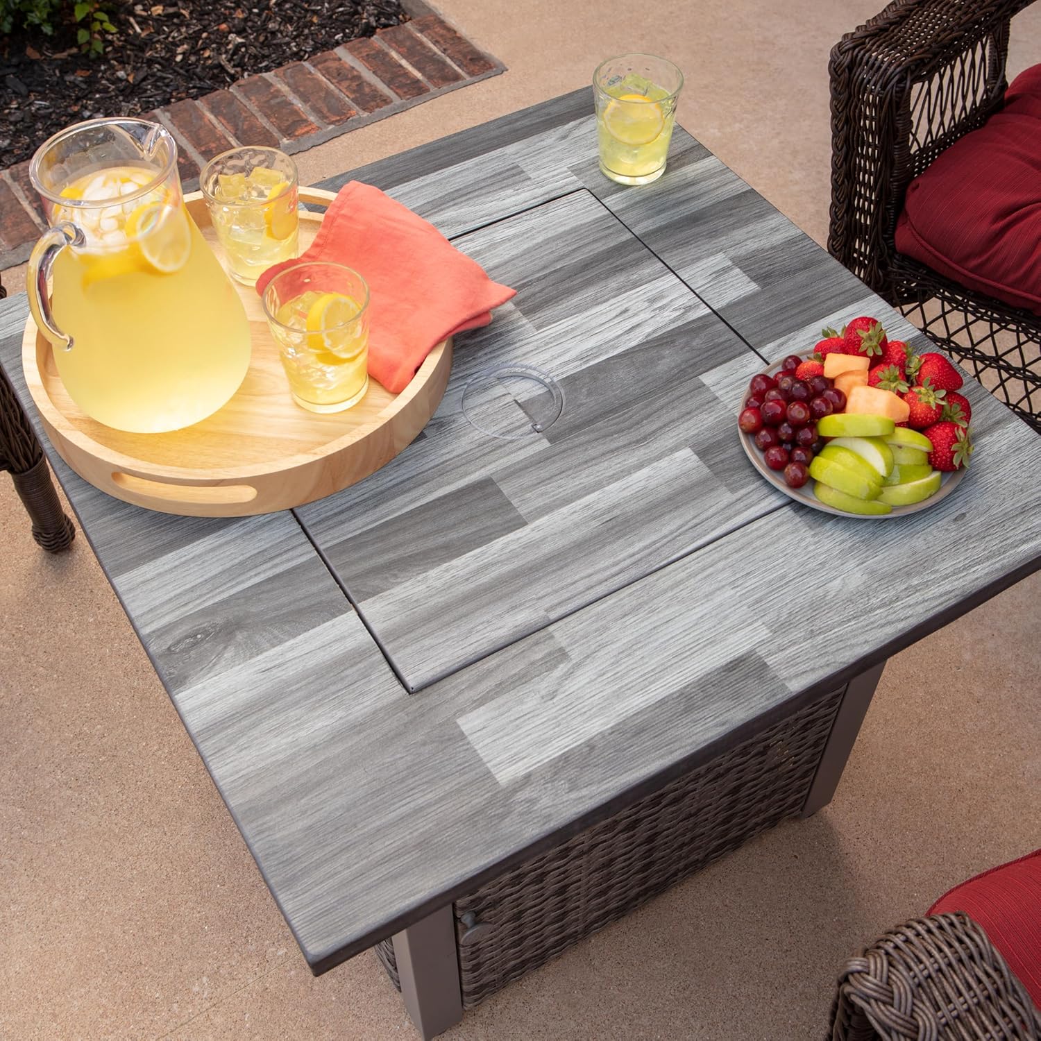 Endless Summer The Kingston 30-Inch Outdoor Propane Gas Fire Pit with Wicker Sides