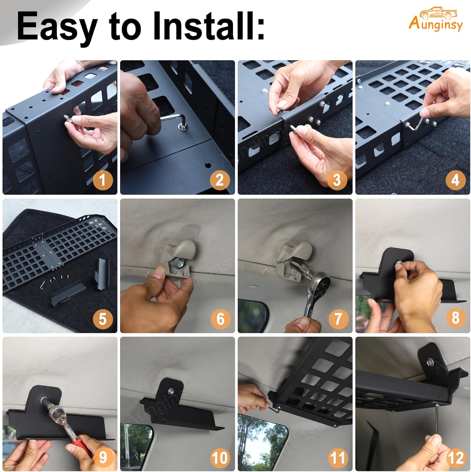 Car Trunk Roof Cargo Storage Rack Shelf Fit Toyot@a FJ Cruiser 2007-2021 Inner Rear Roof Panel Hanging Organizer Mount Bracket Rear Trunk Cargo Rack Storage Holder Overhead Panel Expansion Accessories