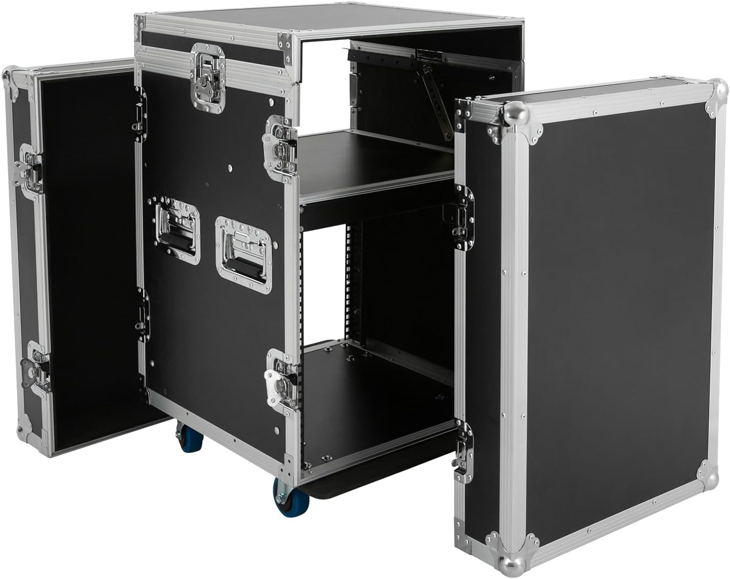 12U PA DJ Rack Speaker Cabinet, Network & Stereo Rack, Double-Layer Design Four-Wheel Professional Audio Amplifier Effects Cabinet, Suitable for Recording Studios, Home Theaters, KTV, Wedding Parties