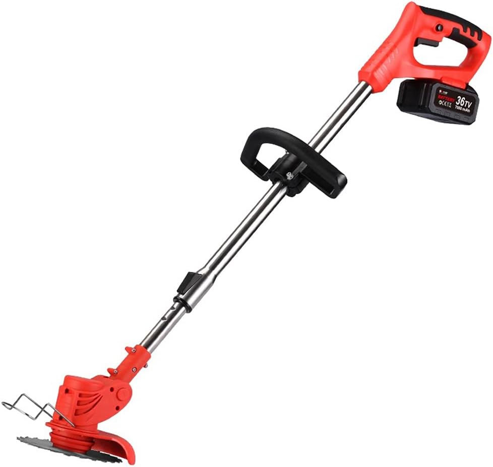 Lawn Mowers Household Lawn Mower New Metal Material Handheld Lawn Mower Small Electric Lawn Mower Lightweight and Convenient Household Lawn Mower, Battery*1, Red