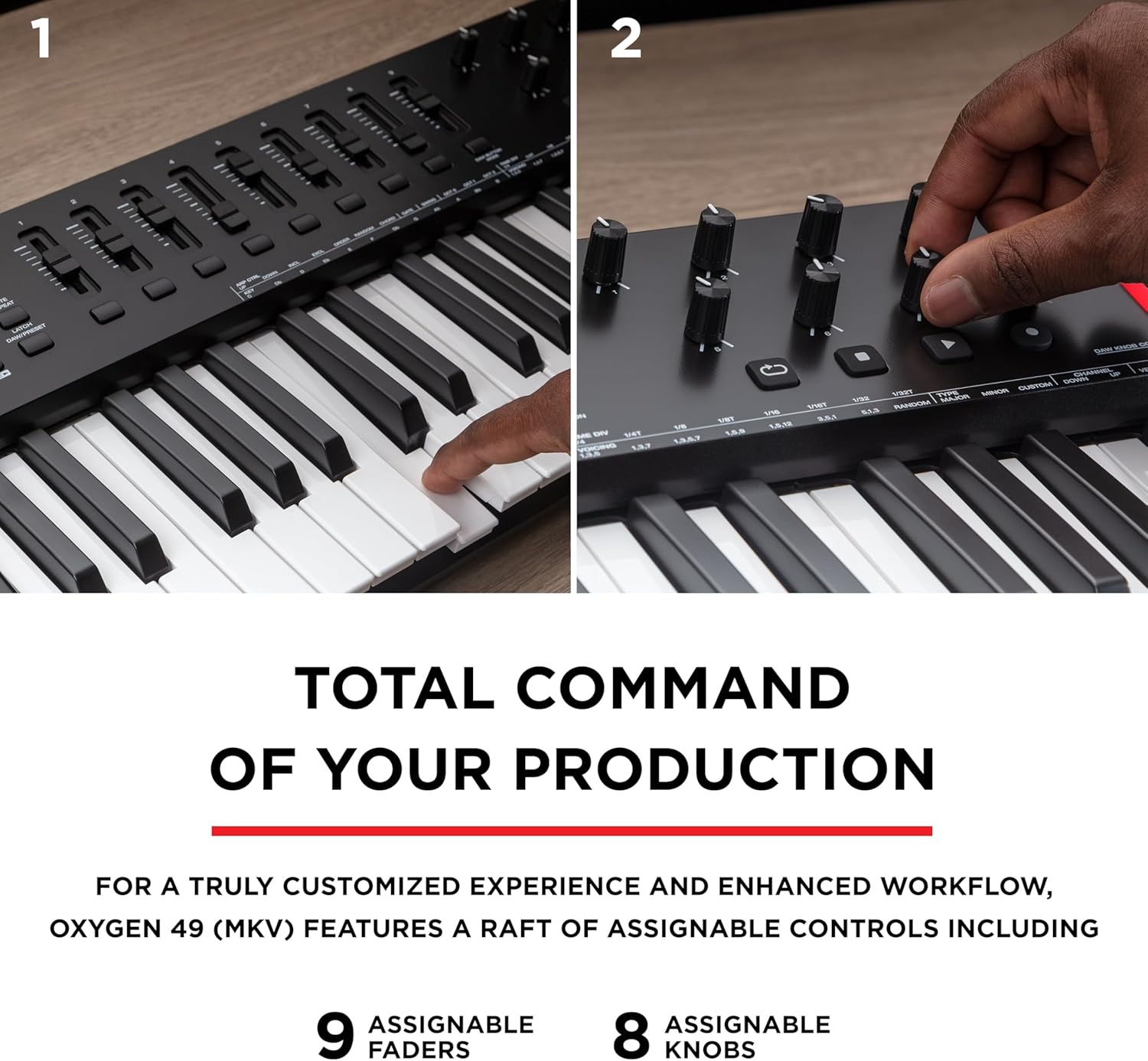 M-AUDIO Oxygen 49 (MKV) Key USB MIDI Keyboard Controller with Beat Pads, Smart Chord, Scale Modes, Arpeggiator and Native Instruments Sound Package (NKS Integration)