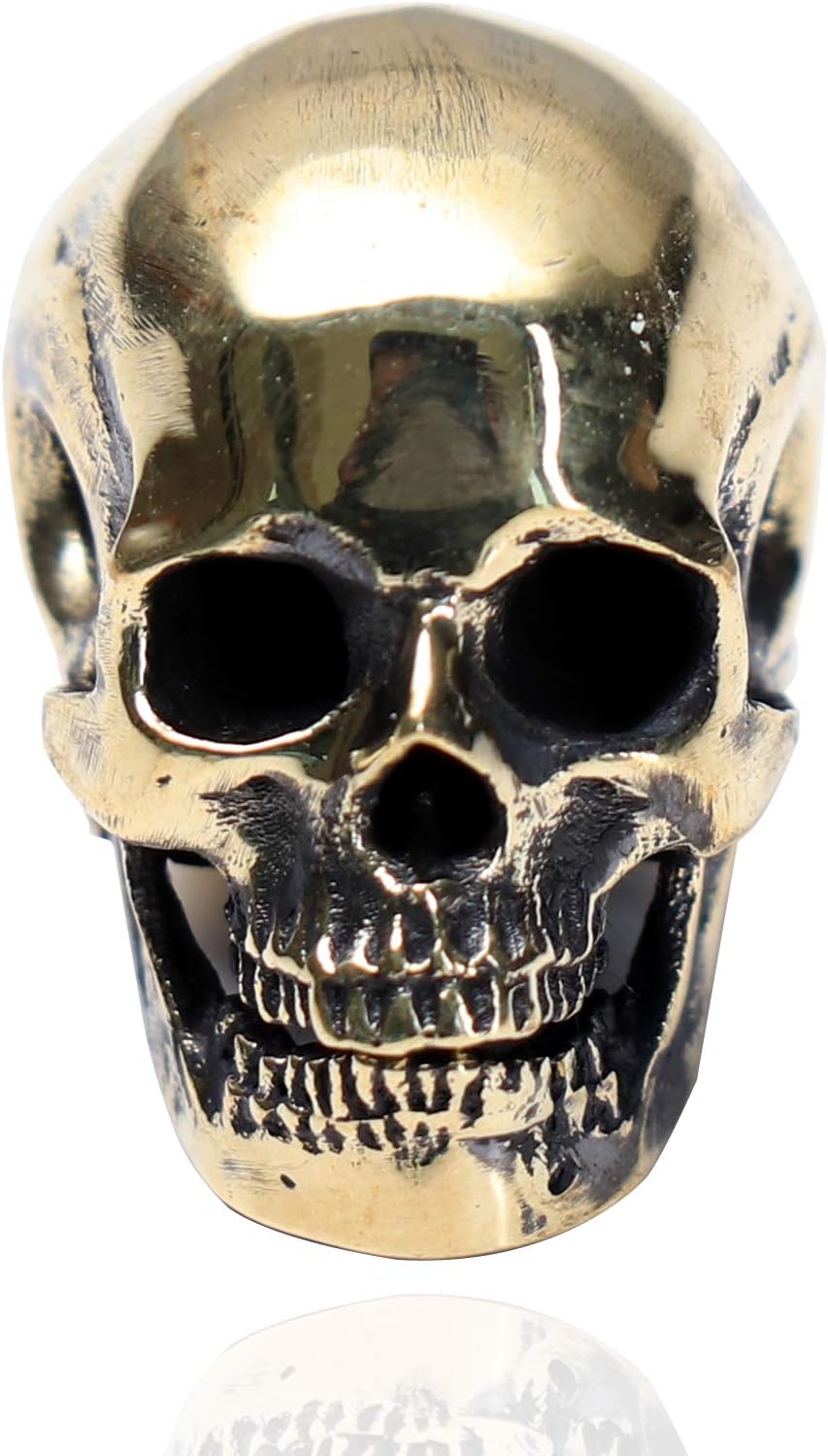 Glintbay Handmade Brass Skull Bead Motorcycle Heavy Locomotive Punk Pendant (L)