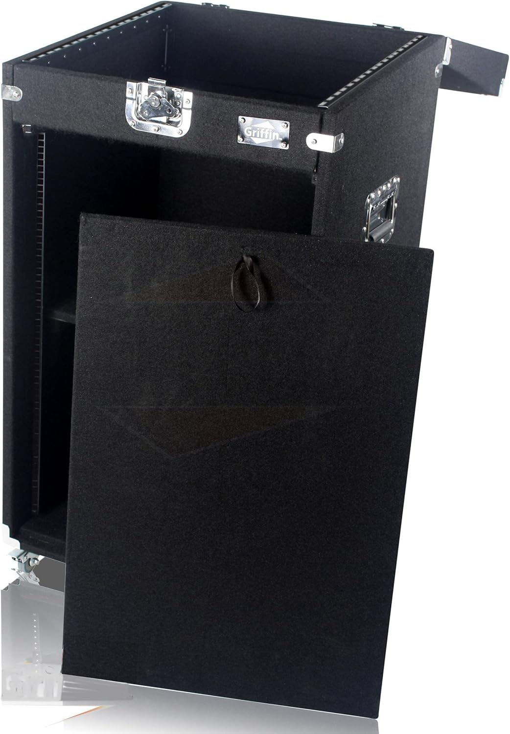 Griffin Rackmount Studio Mixer Flight Road Case (Ultimate-PROAudio) – 25U Mount Space Amp Cabinet Travel Trunk For Music Gear Recording Equipment – Portable DJ Sound Booth Carpet Rack Stand Cart