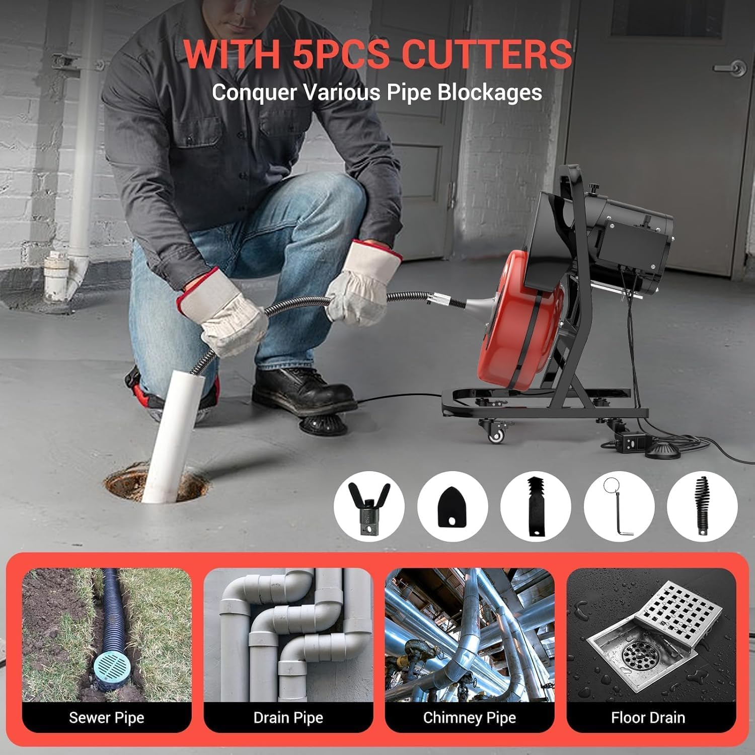 Electric Drain Cleaning Machine – 50FT x 1/2