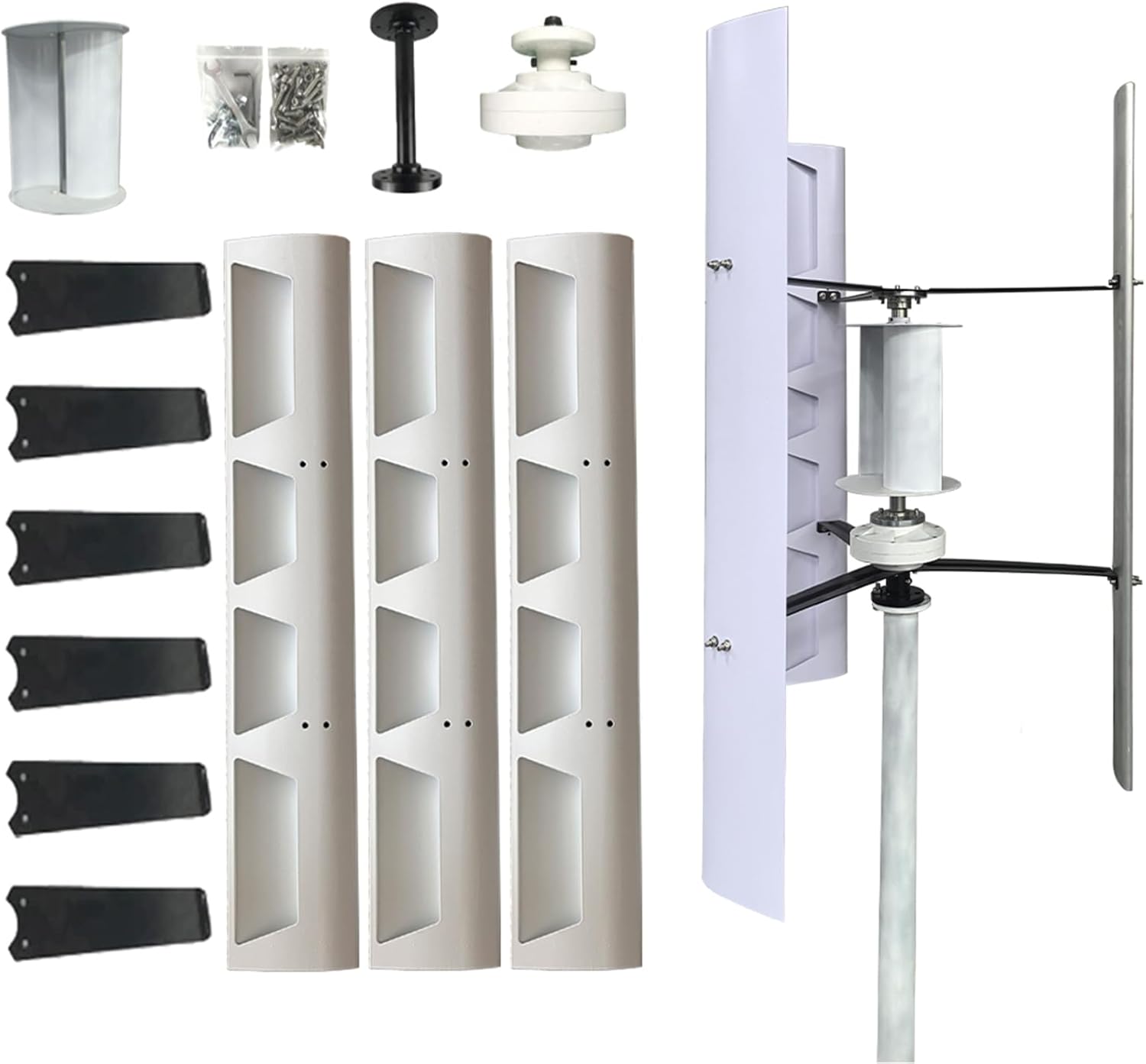 Wind Turbine Generator kit 1000W 12V 24V 48V, Vertical Wind Generator with MPPT Charge Controller, for Home Marine Electricity Off Grid System (48V 1000W Mppt)