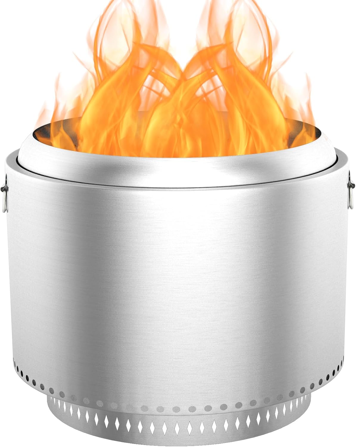 Smokeless Fire Pits for Outside, 27 Inch Smokeless Fire Pit, Stainless Steel Outdoor Firepit with Removable Stand and Ash Pan, Wood Burning for Outdoor Camping Backyard Bonfire Picnic Cooking