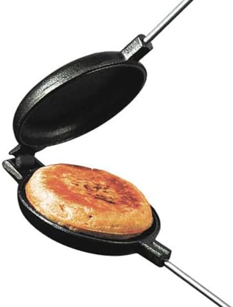 Stonebridge Mall Cast Iron Original Round Pie Iron for Outdoors, Backyard, Campfire, and Fire Pits